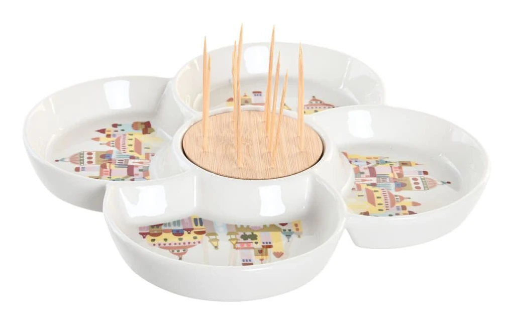 Tilltuggsset DKD Home Decor Naturell Röd Multicolour Stengods 22 x 22 x 7 cm Cottage Hus