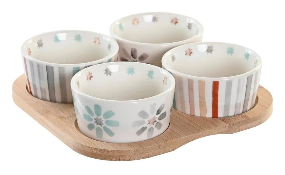 Snacksbricka DKD Home Decor 19,7 x 19,7 x 1 cm Multicolour Stengods