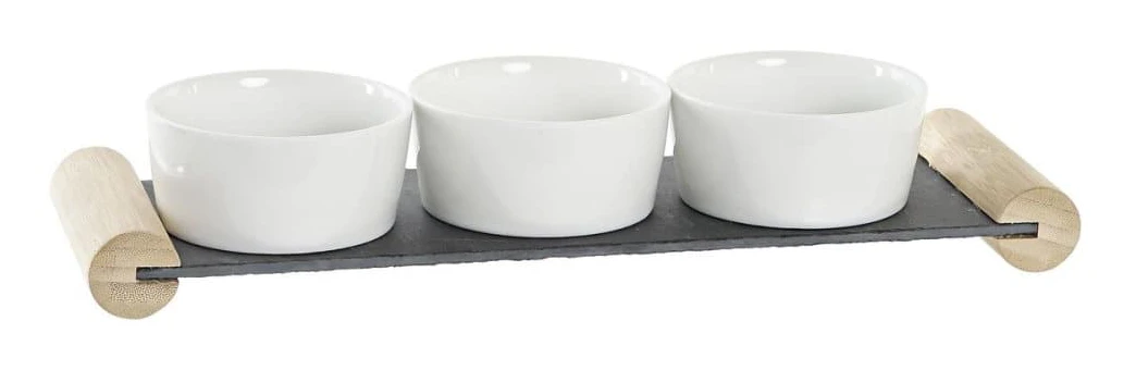Snacksbricka DKD Home Decor Vit Svart Stengods Skiffer 33 x 10 x 5,8 cm