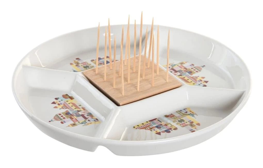 Tilltuggsset DKD Home Decor 23,5 x 23,5 x 7 cm Naturell Röd Multicolour Stengods Cottage Hus