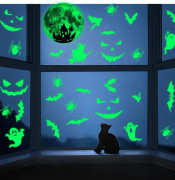 /HA/4 ark Halloween Självlysande Klistermärken, 30 st Ljusande