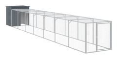 vidaXL Hönshus med gård antracit 110x813x110 cm galvaniserat stål