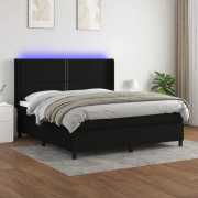 Ramsäng med madrass och LED-belysning | Färg: Svart | Storlek: 180x200 cm