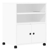 Skrivarställ med hjul - Multifunktionellt och fuktbeständigt | Färg: Vit | Storlek: 60x48x74 cm