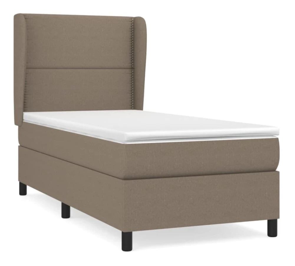 Ramsäng med justerbar huvudgavel och pocketresårmadrass | Färg: Taupe | Storlek: 90x190 cm