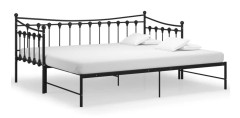 Utdragbar sängram bäddsoffa svart metall 90x200 cm