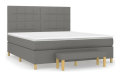 Ramsäng med pocketresårmadrass - Hållbar och justerbar | Färg: Mörkgrå | Storlek: 180x200 cm