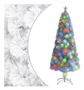 Belyst konstgjord julgran med LED & fiberoptik | Höjd: 240 cm | Färg: Vit
