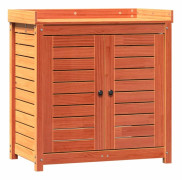 Växtbord med hyllor i massiv furu - Planteringsbord för trädgård | Färg: Brun | Storlek: 82,5x50x86,5 cm