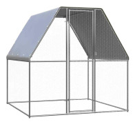 vidaXL Hönsbur silver och grå 2x2x2 m galvaniserat stål