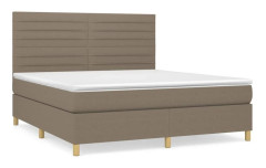 Ramsäng med justerbar huvudgavel och pocketresårmadrass | Färg: Taupe | Storlek: 160x200 cm