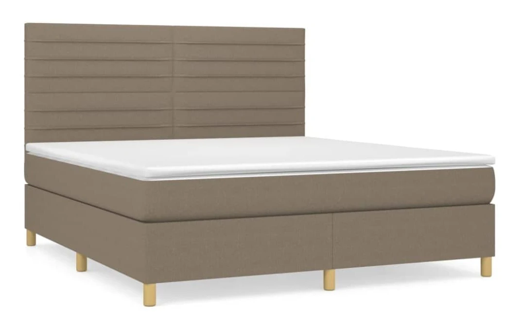 Ramsäng med justerbar huvudgavel och pocketresårmadrass | Färg: Taupe | Storlek: 160x200 cm