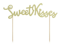 Tårtdekoration guldfärgad sweet kisses - Valentine Collection