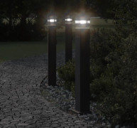 Utomhusgolvlampa med eluttag - Väderbeständig aluminium | Färg: Svart | Höjd: 80 cm