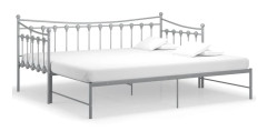 Utdragbar sängram bäddsoffa grå metall 90x200 cm
