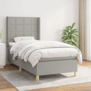 Resårbädd med madrass Ljusgrå 90x200 cm Tyg - SALUTUYA - BD49851