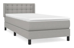 Ramsäng med pocketresårmadrass - Ljusgrå säng | Storlek: 100x200 cm | Material: Tyg