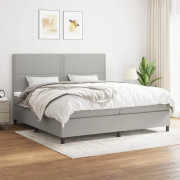 Ramsäng med justerbar headboard och pocketresårmadrass | Färg: Ljusgrå | Storlek: 200x200 cm