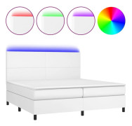 Ramsäng med madrass & färgglad LED-belysning | Färg: Vit | Storlek: 200x200 cm