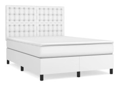 vidaXL Ramsäng med madrass vit 140x190 cm konstläder