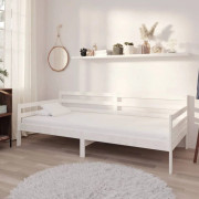 Mooistoerwonen Bäddsoffa med madrass massiv furu vit 90x200 cm