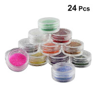 24 st nagelkonst paljettpulver kit manikyr diy paljettpulver nageldekoration för kvinnor dam (slumpmässig färg)