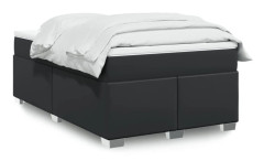 Ramsäng med pocketresårmadrass - Säng i konstläder | Färg: Svart | Storlek: 120x190 cm