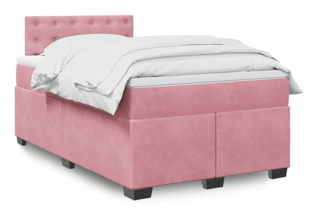 Ramsäng med pocketresårmadrass och LED-belysning | Färg: Rosa | Storlek: 120x200 cm
