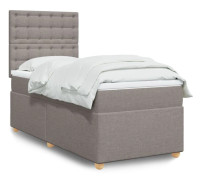 Ramsäng med pocketresårmadrass - Höjdjusterbar sänggavel | Färg: Taupe | Storlek: 100x200 cm