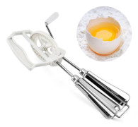 Äggvisp Mixer, Rostfritt Stål Rotations Manuell Handvisp Äggvisp Mixer Blender Köksredskap (Vit)