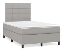 Resårbädd med madrass Ljusgrå 120x200cm Tyg - SALUTUYA - BD26695