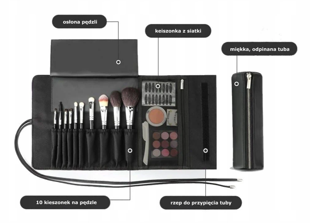 Sminkborste Roll n Go Tube Bag Happy Makeup