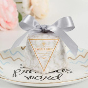 5 st Bröllop Diamantformade Romantiska Kreativa Bröllopsartiklar Bröllopsgodis Presentförpackning Marble-Silver Ribbon