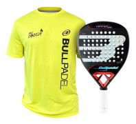 BULLPADEL VERTEX 04 Comfort 2024 DI NENNO Racket + BULLPADEL DALE CANDELA PM Gul T-shirt