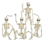 4-pack Halloween Skelett Dekoration, 40 cm Ställbart Helkroppsskelett med Rörliga Leder, Realistiska Läskiga Skelett