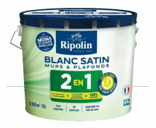 RIPOLIN Vitfärg för väggar och tak med integrerad undervägg - Satinvit - 10 L