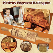 Julstämningen Lever! Graverad Julkrubba Kristus Kavel i Trä För Bakning, Traditionell Bästa Storlek Med Stor Präglingsyta, Trädeg