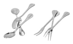 Elegant Bestickställ, Kaffeskedset i Metall med Dekorativ Svanbas för Kök, Restaurang eller Hemmabruk, Robust och Hållbar Zink