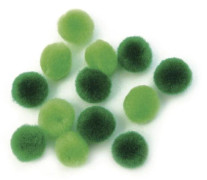 Pomponer, 15 mm, 60 st, grön assorterad