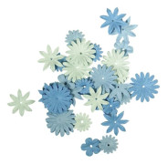 Blandning av pappersblommor, 1,5-2,5 cm, 4 sorter, tub 36 st, Blå nyanser