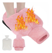 Fotvärmare Vattenflaska, 2 i 1 Fotvärmare Plyschtofflor, Elektricitetsfri Fotvärmare
