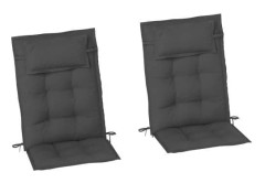 Outsunny set av 2 vattenavvisande karamellstolsdynor för trädgårdmöbler 50x116x5 cm, mörkgrå