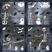 Festliga Halloween Fönsterdekorationer, Återanvändbara Skelett Fönsterdekorationer För Inomhusmiljöer, Dekorationer Med Slät Yta Med Halloween-tema