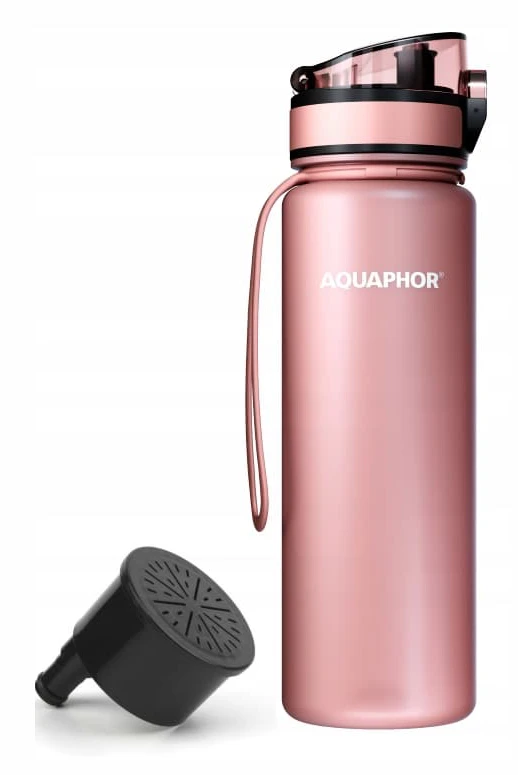 Aquaphor 0,5l rosa vattenfilterflaska + 1 filter