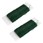 2 rullar grön blomstertråd flexibel spoltråd för DIY-hantverk, julgirlang, kransar, blombuketter och blomsterarrangemang