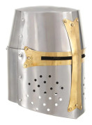 Medeltida korsriddarhjälm för LARP - Cosplay & Teater | Material: 18-gradigt stål | Färg: Silver