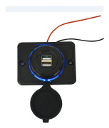 Vattentätt Dubbelt USB-laddaruttag, 12V/24V USB-laddningspanel, för Motorcyklar, Båtar, Lastbilar