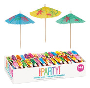 Partypicks Drinkparaply Flerfärgade - 144-pack