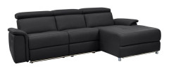 Hörnsoffa 3-sits Pareli Svart, Läder/PU, Höger elektrisk vilstol - Svart, Läder/PU, Höger elektrisk vilstol
