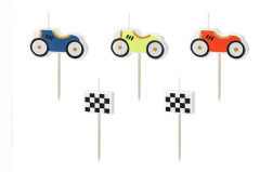 Födelsedagsljus Racing Cars, 2-3 cm, mix (1 pkt / 5 st.)